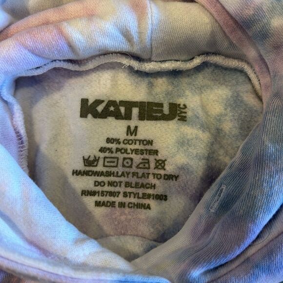 Katie J NYC Girls Blue & Purple Tie Dye Hooded Sweatshirt - Size M - Picture 5 of 6